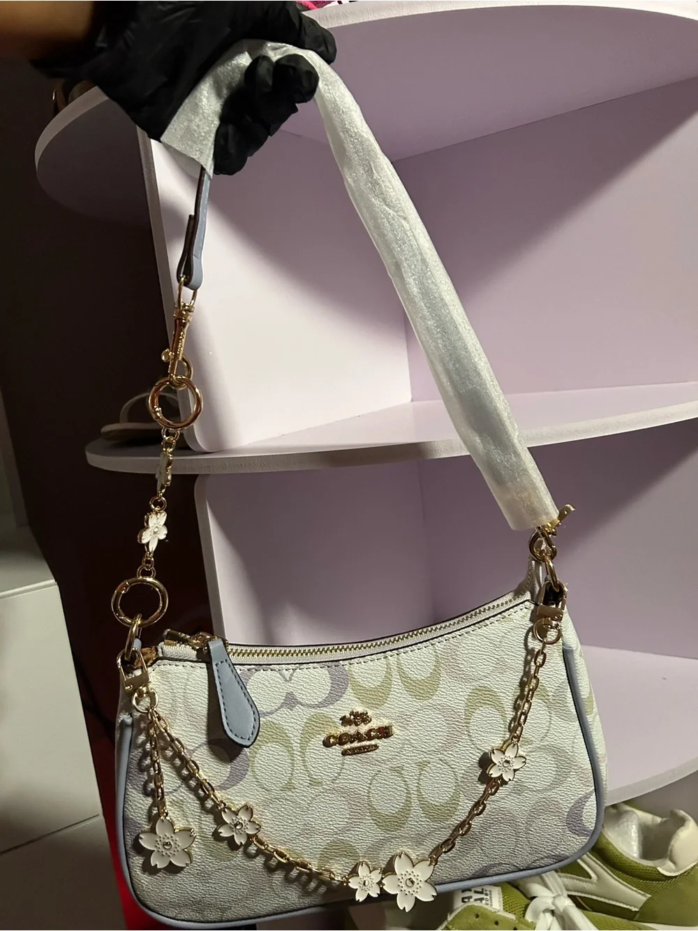 Coach Pastel Signature Mini Crossbody with Floral Chain